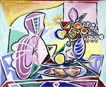  fleur - Mandoline et vase fleurs Nature morte 1934 cubisme Pablo Picasso